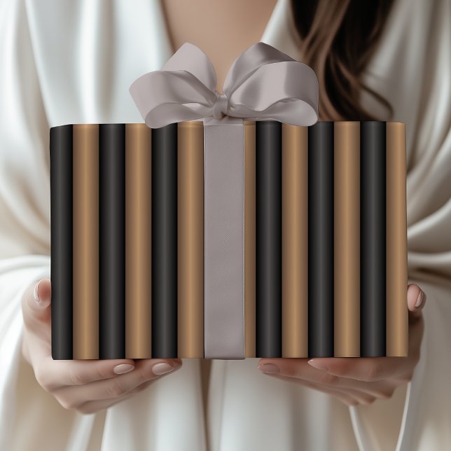 Modern Stylish Toasted Brown Stripes with Depth Wrapping Paper (Creator Uploaded)