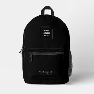 Modern Stylish Trendy Black Custom Business Logo Printed Backpack