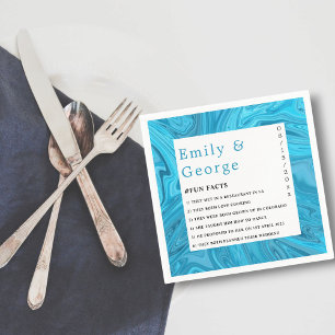 Modern Stylish Trendy Blue Waves Abstract Wedding Napkin