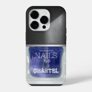 Modern stylish trendy navy blue nail varnish iPhone 14 pro case