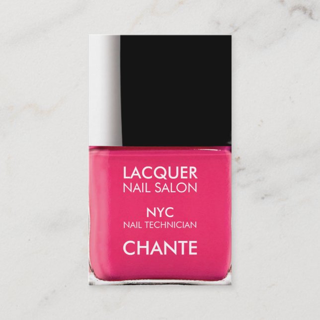 Modern stylish trendy neon pink nail polish chic business card (Front)