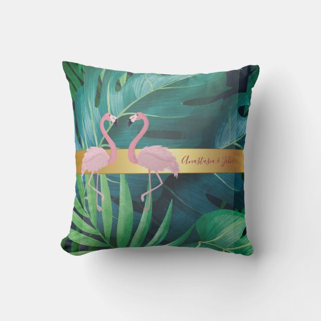Modern Stylish,Tropical Palm Leaves,Pink  Coffee M Cushion (Front)