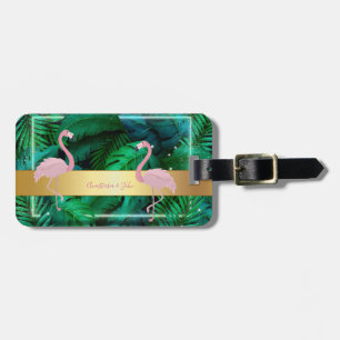 Modern Stylish,Tropical Palm Leaves,Pink Luggage Tag