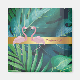Modern Stylish,Tropical Palm Leaves,Pink Magnet