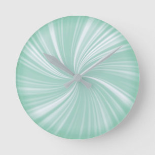 Modern Stylish Turquoise Radiant Twirl Pattern Round Clock
