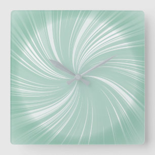 Modern Stylish Turquoise Radiant Twirl Pattern Square Wall Clock