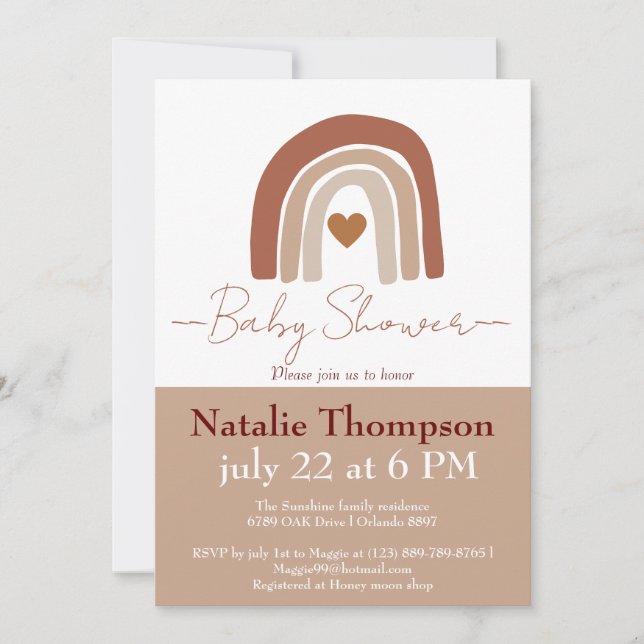 Modern stylish two tone rainbow boho baby shower   invitation (Front)