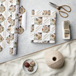 Modern Stylish Typography Custom Christmas Photo Wrapping Paper