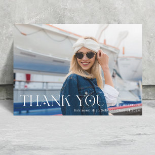 Modern Stylish Typography Graduation Photo Thank You Card