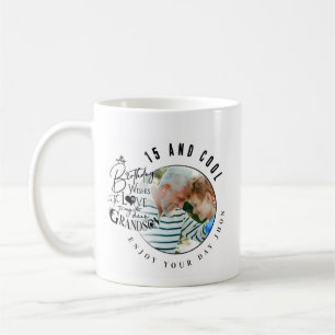 Modern Stylish Typography Grandson Birthday Photo Coffee Mug