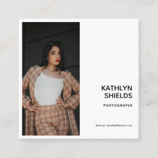 Modern Stylish Typography Minimalist Photo Square  Business Card