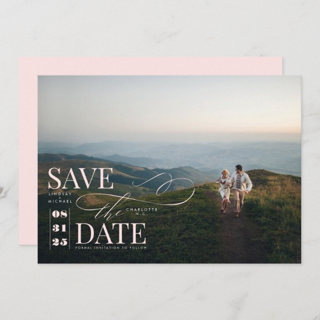 Modern Stylish Typography Save the Date Photo (Front/Back)
