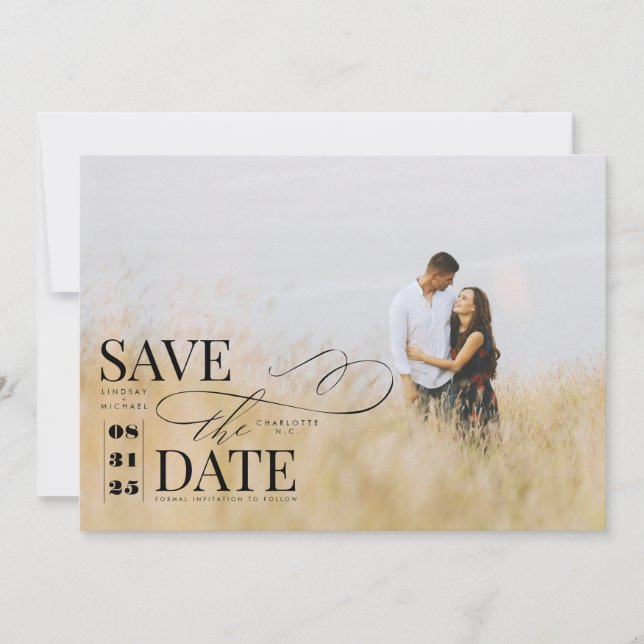 Modern Stylish Typography Save the Date Photo (Front)