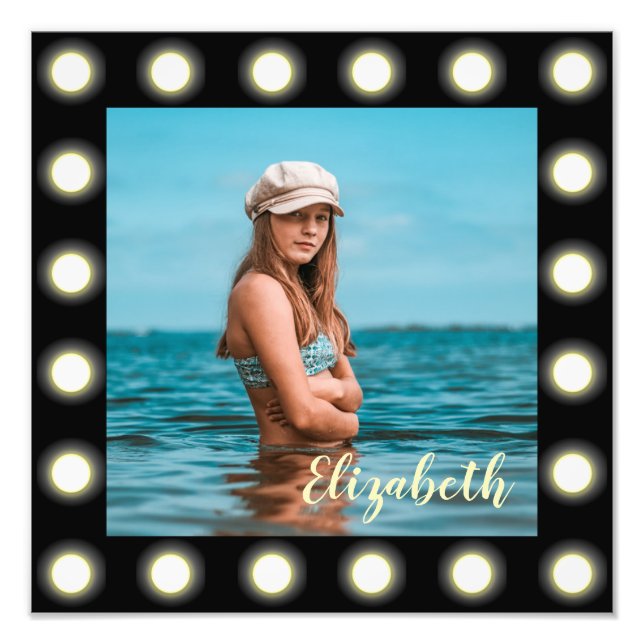 Modern Stylish Unique Black Square Photo Frame (Front)