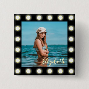 Modern Stylish Unique Black Square Photo Frame 15 Cm Square Badge