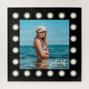 Modern Stylish Unique Black Square Photo Frame Jigsaw Puzzle