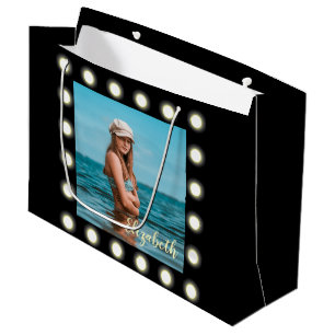 Modern Stylish Unique Black Square Photo Frame Large Gift Bag