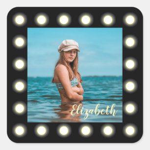 Modern Stylish Unique Black Square Photo Frame Sticker