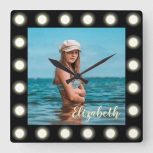 Modern Stylish Unique Black Square Photo Frame Wall Clock