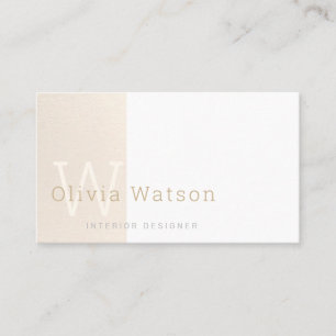 Modern Stylish Vanilla Monogram Professional Business Card