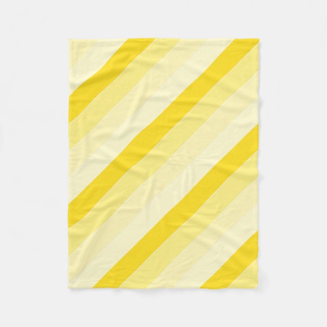 Modern Stylish Vanilla Yellow White Stripes Fleece Blanket (Front)
