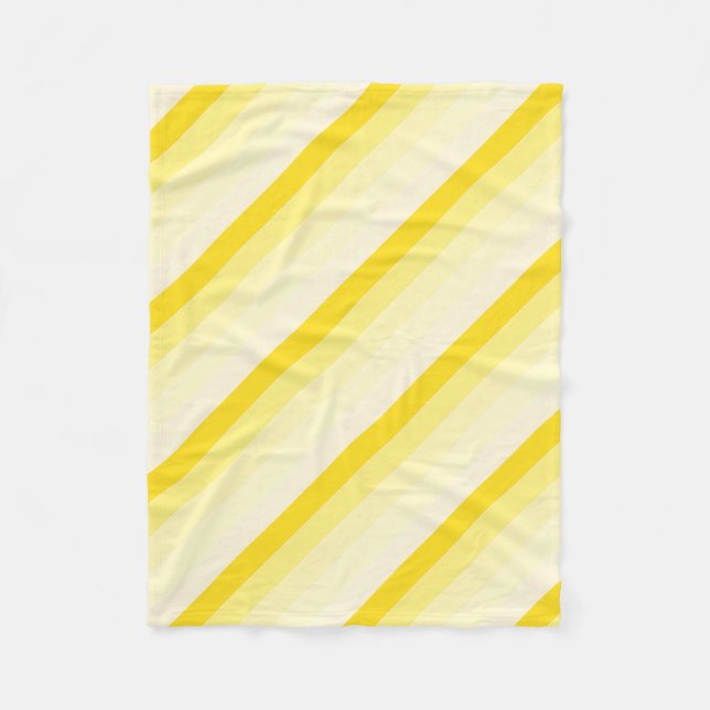 Modern Stylish Vanilla Yellow White Stripes Trendy Fleece Blanket (Front)
