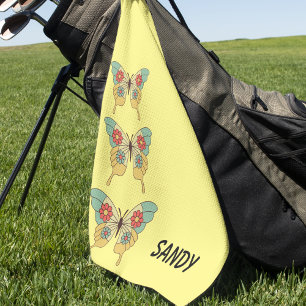 Modern Stylish Vintage Butterflies Golf Towel