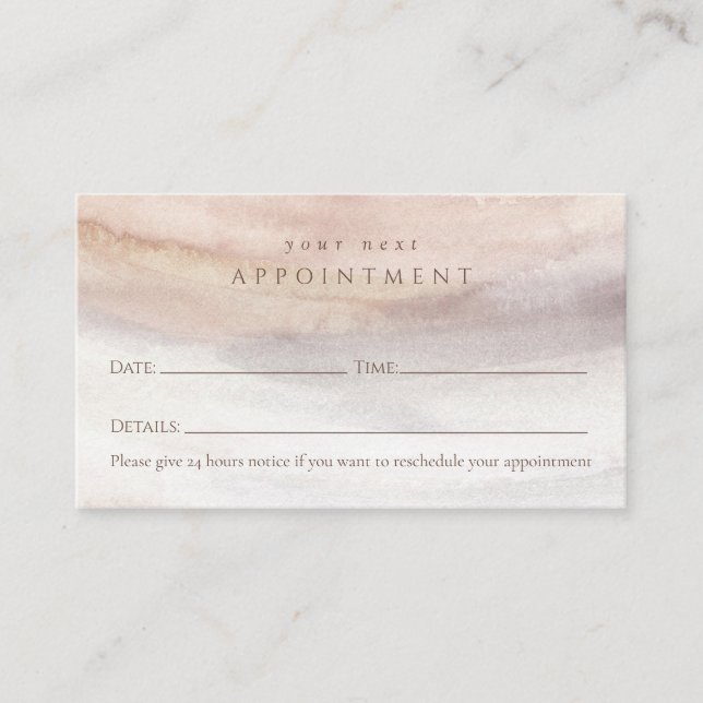 Modern, Stylish, Watercolor Appointment card (Front)