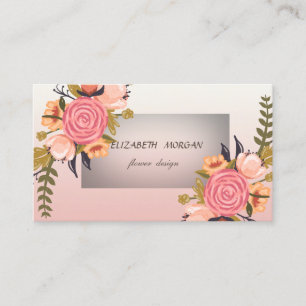 Modern Stylish Watercolor Flowers Business Card