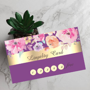 Modern Stylish,Watercolor Flowers Loyalty Card Card