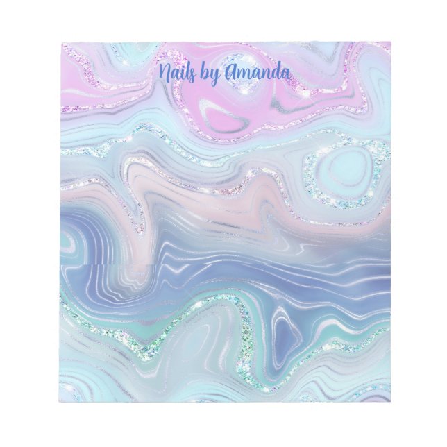 Modern Stylish Watercolor Swirl Monogrammed Notepad (Front)