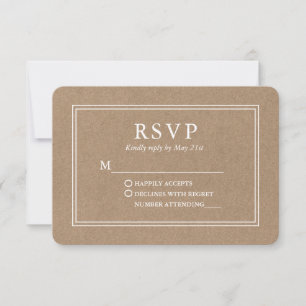 Modern Stylish Wedding Kraft RSVP Card