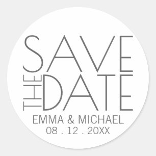 Modern Stylish Wedding Save the Date Classic Round Sticker