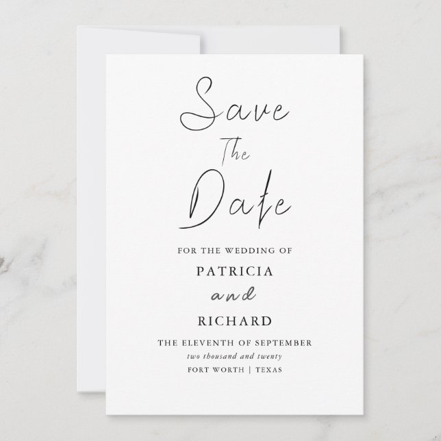 Modern Stylish Wedding Save The Date Non Photo Inv Invitation (Front)