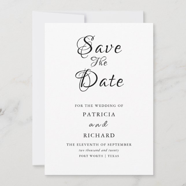Modern Stylish Wedding Save The Date Non Photo Inv Invitation (Front)