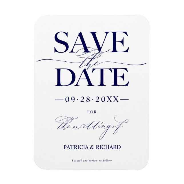 Modern Stylish Wedding Save The Date Non Photo Magnet (Vertical)