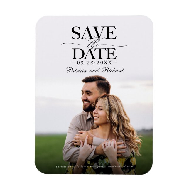 Modern Stylish Wedding Save The Date Photo Magnet (Vertical)