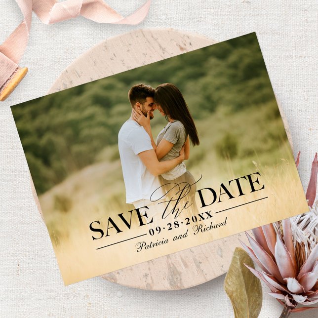 Modern Stylish Wedding Save The  Date Photo Postcard (Creator Uploaded)