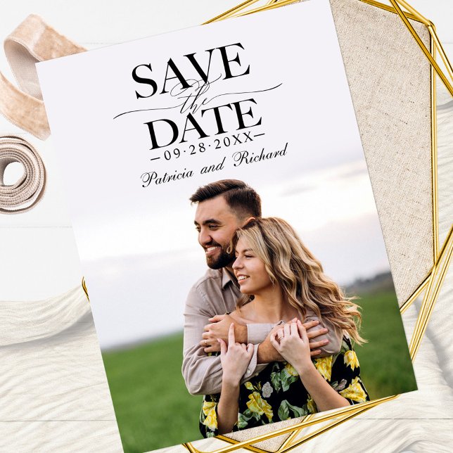 Modern Stylish Wedding Save The Date Photo Postcard (Creator Uploaded)