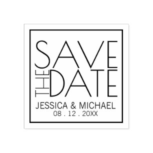 Modern Stylish Wedding Save the Date Rubber Stamp