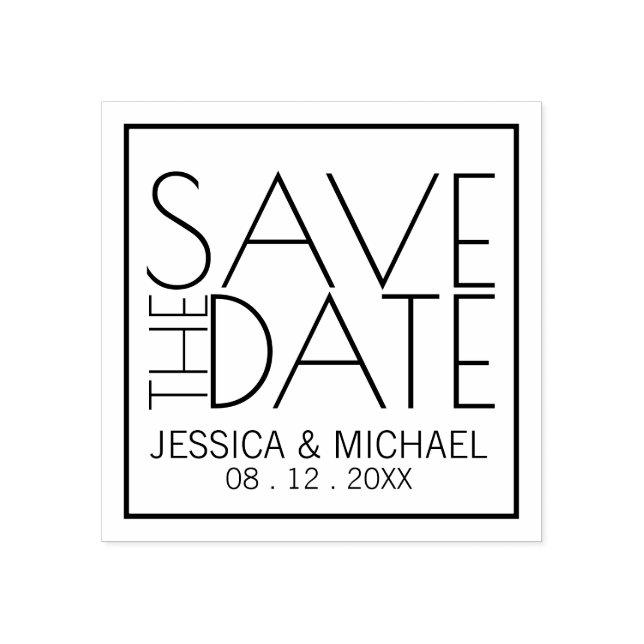 Modern Stylish Wedding Save the Date Rubber Stamp (Imprint)