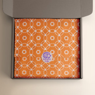 Modern Stylish White And Orange Geometric Pattern Tissue Paper