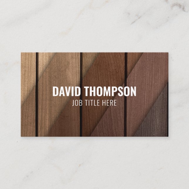 Modern Stylish Wood Construction Carpentry Business Card (Front)
