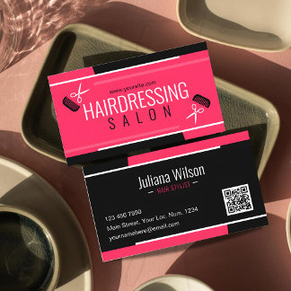 Modern Stylist Branding Luxury Pink Hair Salon Business Card