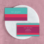 Modern Stylist Colour Block Turquoise Pink Purple Business Card<br><div class="desc">Modern and stylish colour block business card in turquoise, pink and purple. This bright and colourful card is ideal for various professions especially creative professionals: Writers, Bloggers, Interior Designers, Stylists, Photographers and Freelancers. It is easy to customise; you can easily replace the placeholder text to add your own information. For...</div>