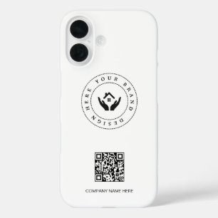 Modern stylist editable logo   qr code and text iPhone 16 case