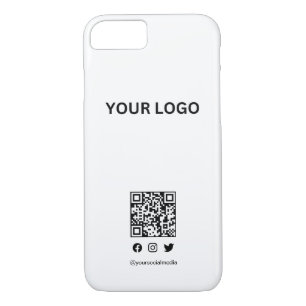 Modern stylist editable qr code and text iPhone 8/7 case