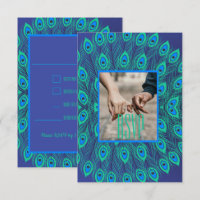 MODERN STYLIZED PEACOCK BIRD FEATHER PATTERN BLUE