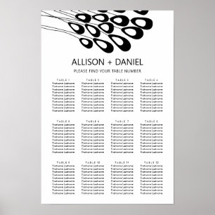 Modern Stylized Peocock Wedding Seating Chart Sign