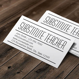 Modern Substitute Teacher Minimalist Business Card